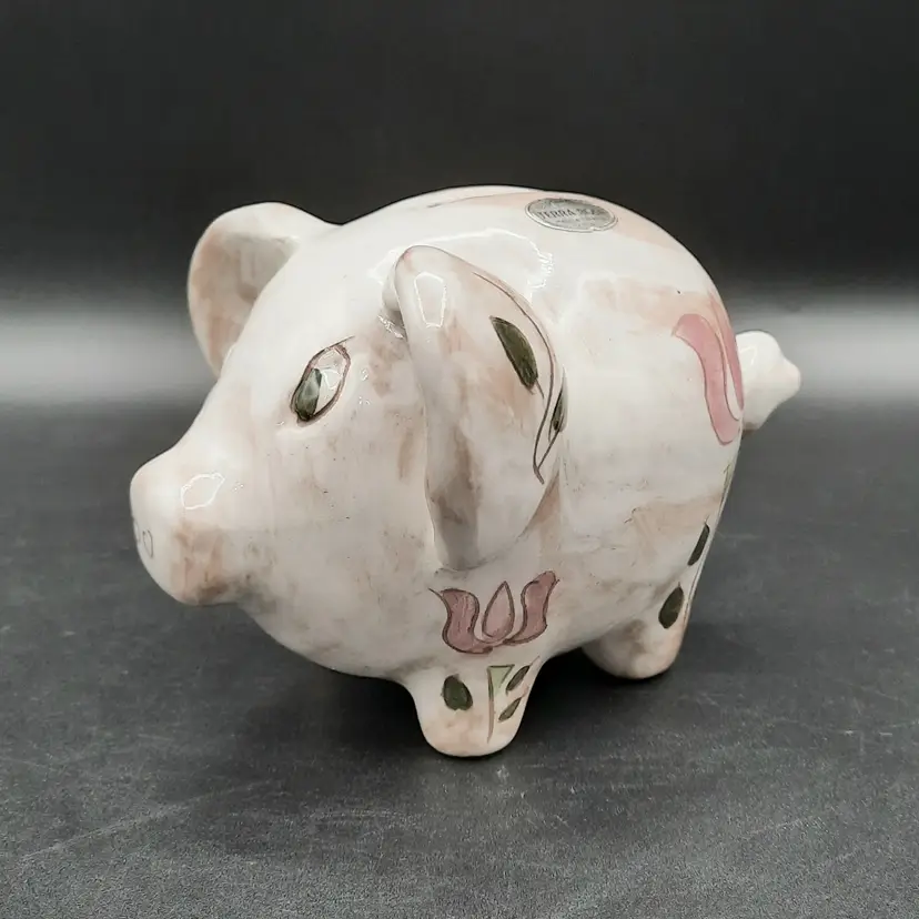 Vintage Stangl Pottery Terra Rose Tulip Piggy Bank 1076