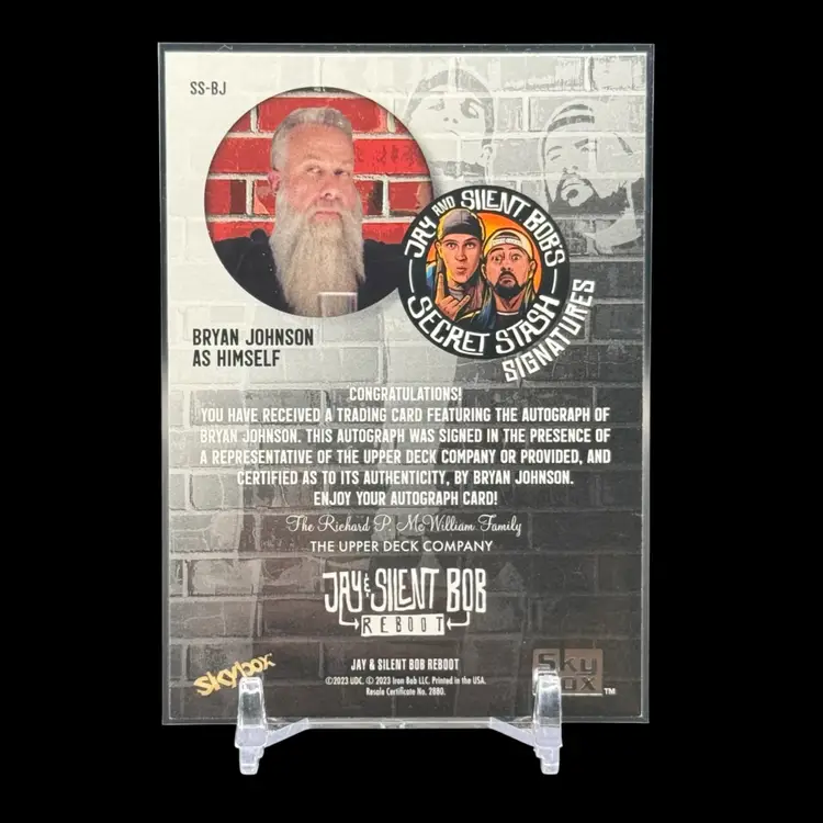 2023 Skybox Jay & Silent Bob Reboot Bryan Johnson as Himself #SS-BJ Auto 0s3s