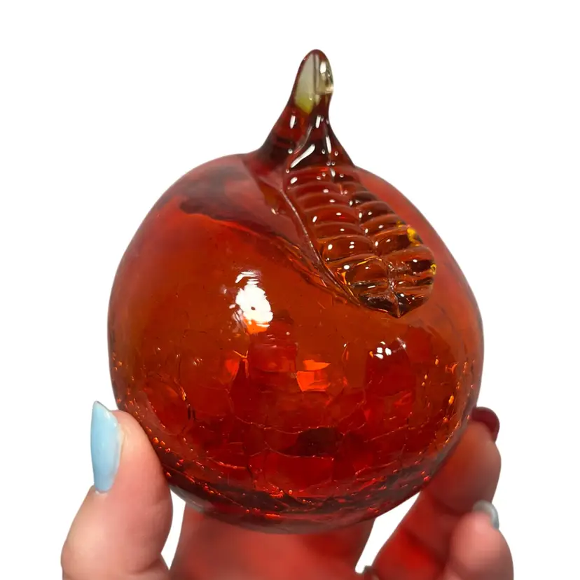 🍎 Apple Art Crackle Glass Red Glows | 3.5”