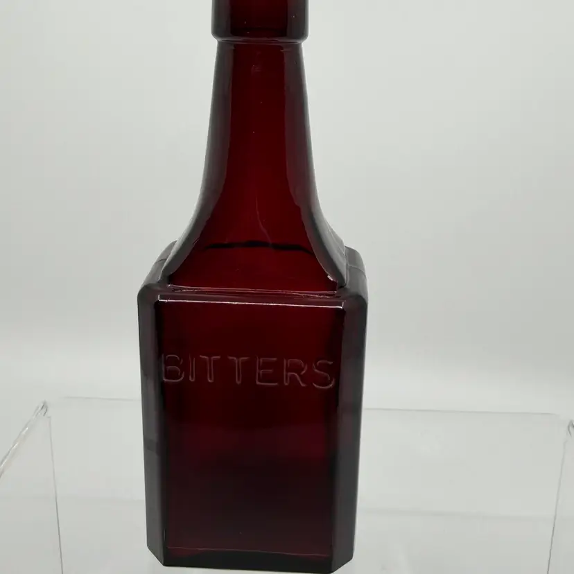Vintage RUBY RED GLASS BOTTLE BITTERS WHEATON NJ