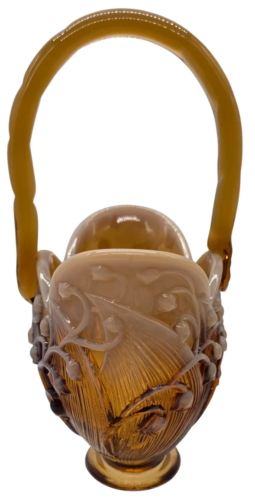FENTON CAMEO OPAL LILY OF THE VALLEY BASKET