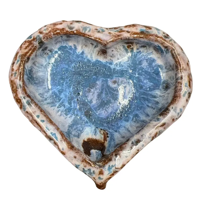 Art, Studio, Handmade Heart Trinket Dish made By Traci Vintage Angel