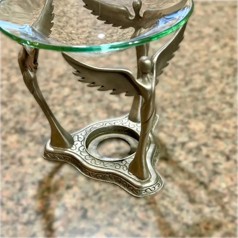 Signed Steven Lavaggi "Angels of Reconciliation" Pewter Candle Holder Wax Warmer