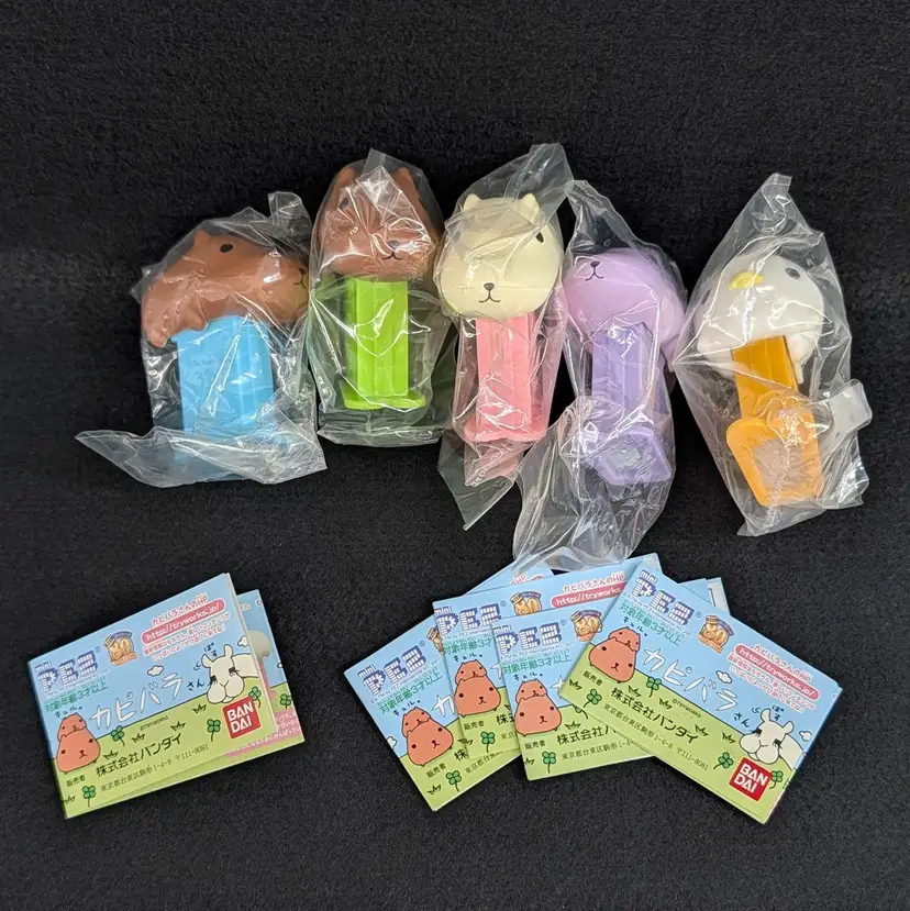 2007 Bandai Capybara-san #38 Mini PEZ Complete Set 5 Gashapon Japan Toy Inserts