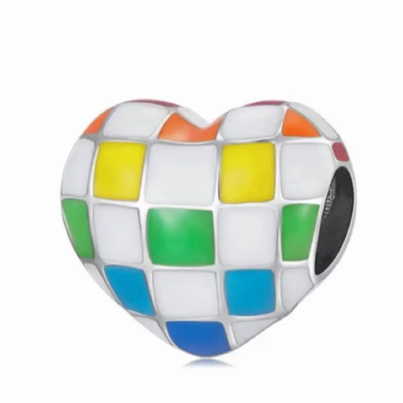 Colorful Color-Block Heart European Charm - Collectible Limited Edition