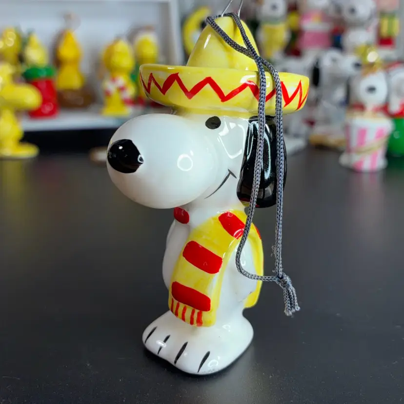 #08 - Vintage Japan Peanuts Ornament Snoopy In Sombrero