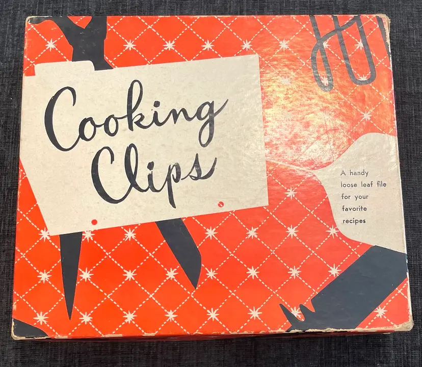 Vtg 1950s Holson Cooking Clips Recipe File Binder NEW IN BOX MCM Red Atomic NOS