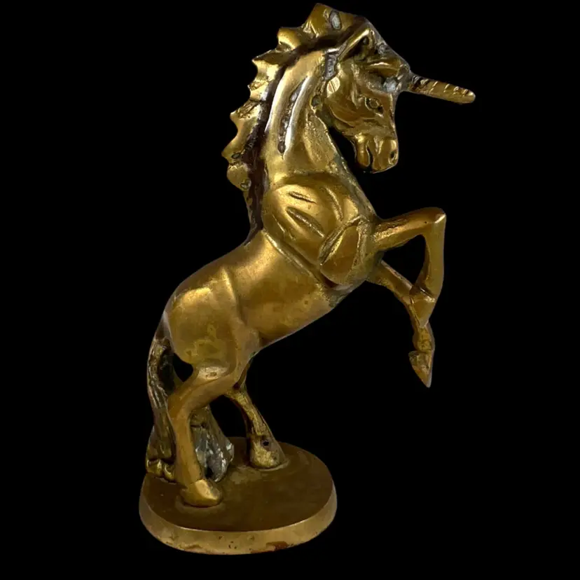 Brass 6-3/4” Unicorn 🦄 Rearing Figurine Statue - Mid-Century Mythical Decor
