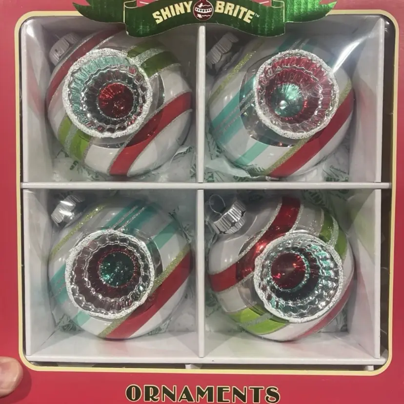 Christopher Radko Shiny Brite 4 Glass Christmas Ornaments 1940s Design NIB