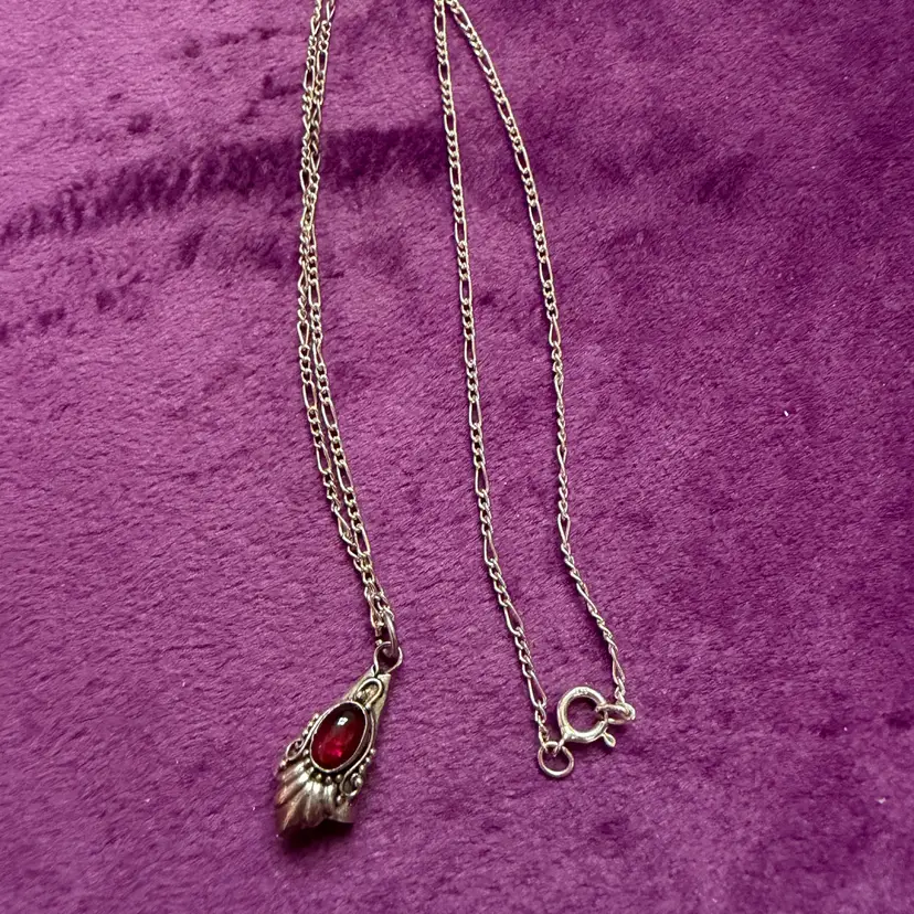 Vintage Garnet & Sterling Silver Necklace
