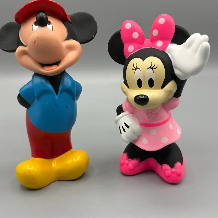 vintage Disney Mickey and Minnie Mouse rubber/vinyl figure and bath toy set