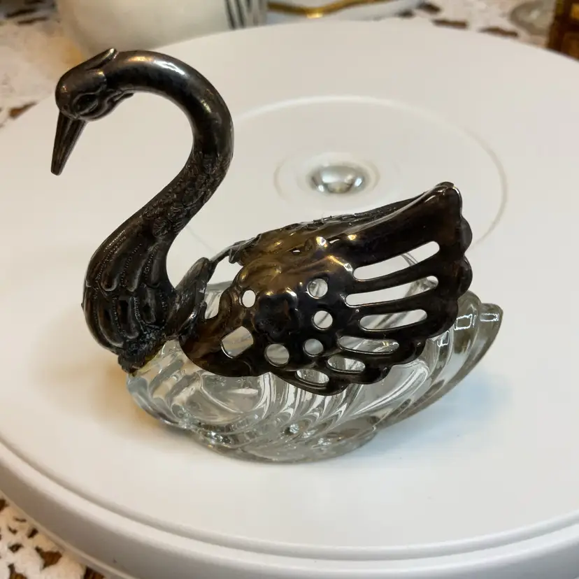 Salt Cellar Swan Plated Silver