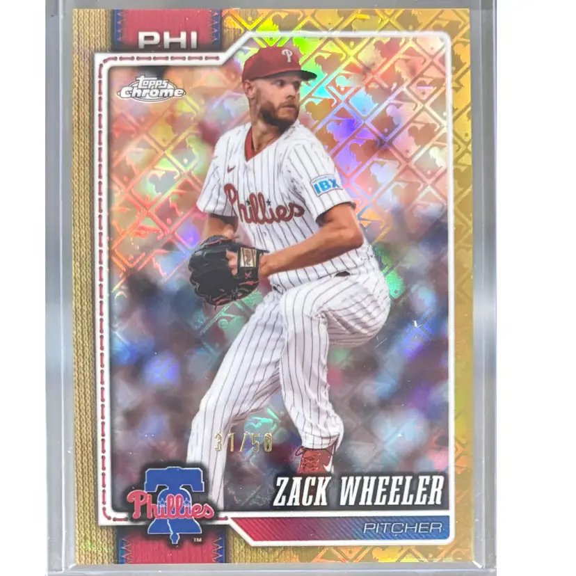 2026 Topps Chrome Logofractor Zach Wheeler Gold Refractor /50 Philadelphia Phillies