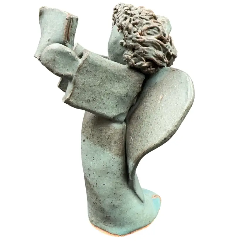 Studio Slab Art Pottery angel it Has A Stamp Maker Mark The Spaghetti Hair Angel Is A Signature Feature Of Jane Brown. Around The 1990S possibly From Alabama Usa