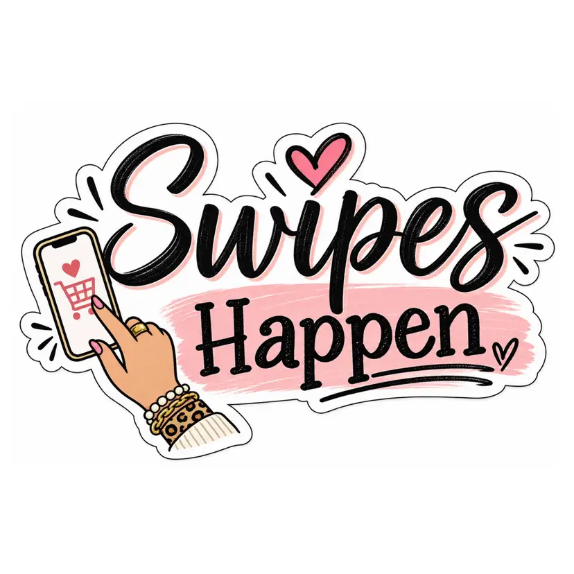 Swipes Happen! 3D UV DTF Sticker — 5” x 3”