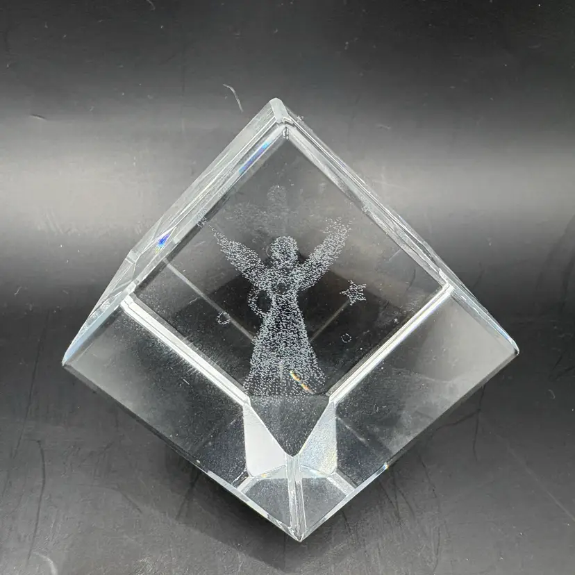 Laser Etched 3D Angel Fairy Cube Paperweight