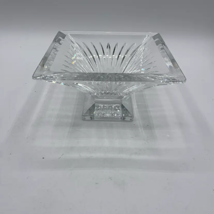 Waterford Crystal Square Pedestal Bowl Clarion Dish Cut Glass  6 inches.