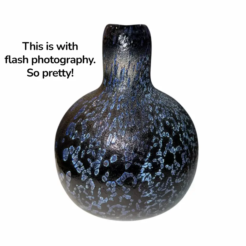 Oiva Toikka (1980s) Blue Swelling Vase 7” Nuutajärvi FINLAND