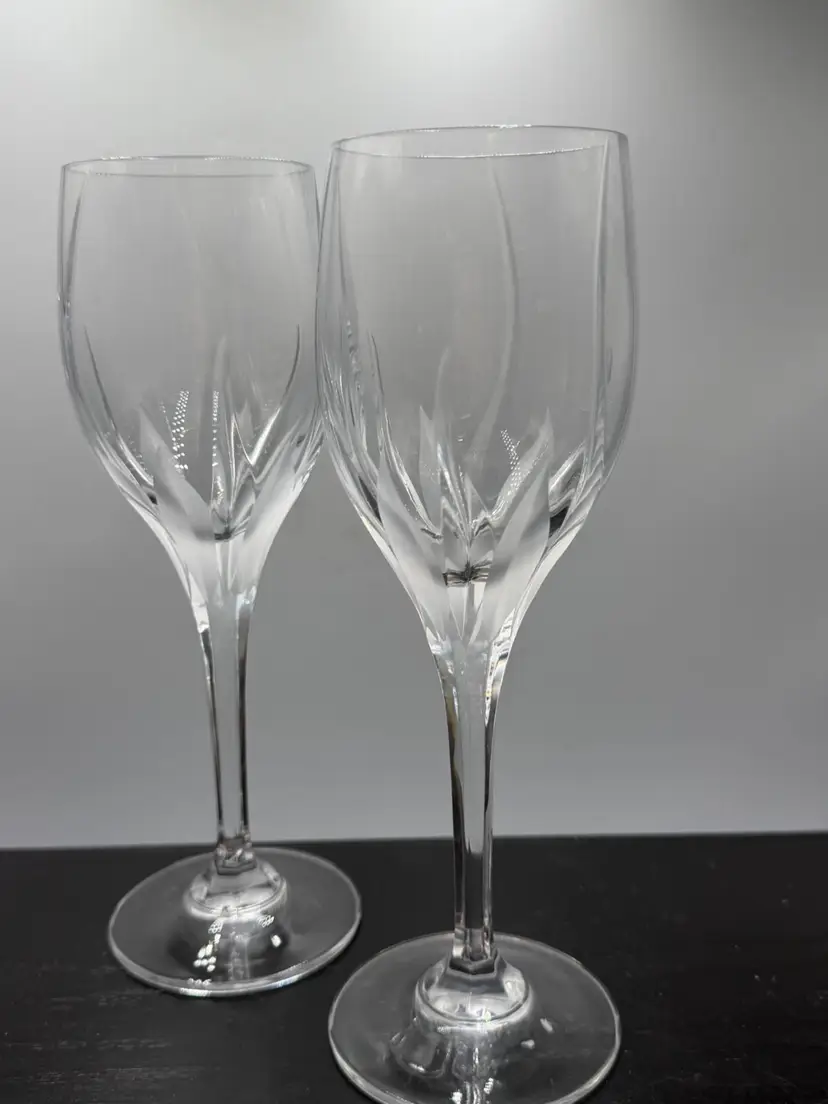 Vintage Mikasa Flame D'Amore Crystal Wine/ Goblet Glasses Set Of 2