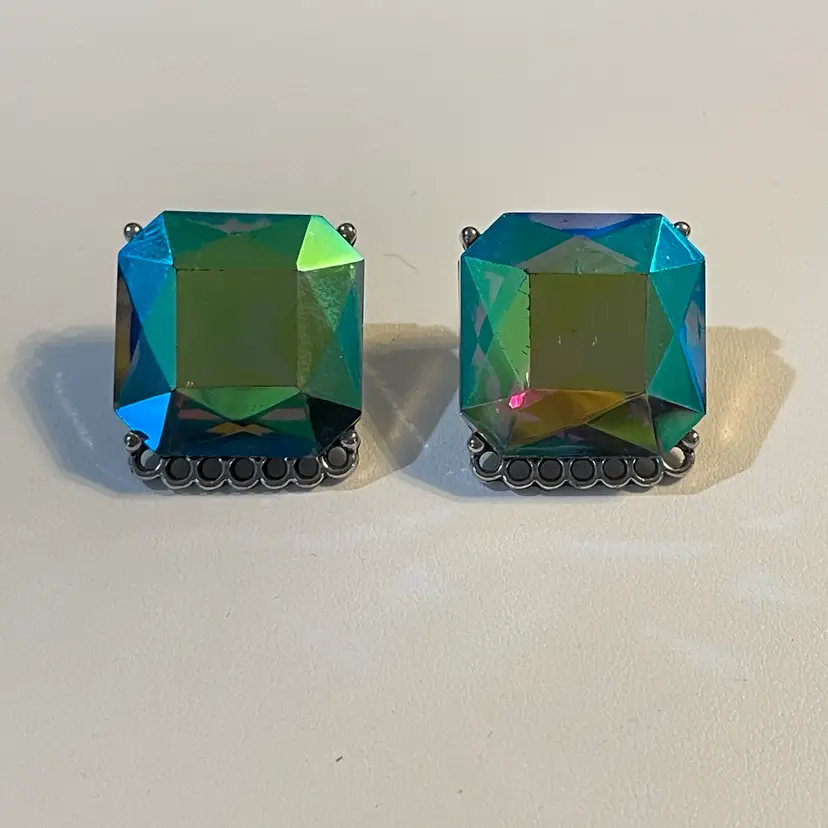 30 Blue/Green Post Back .75” Earrings
