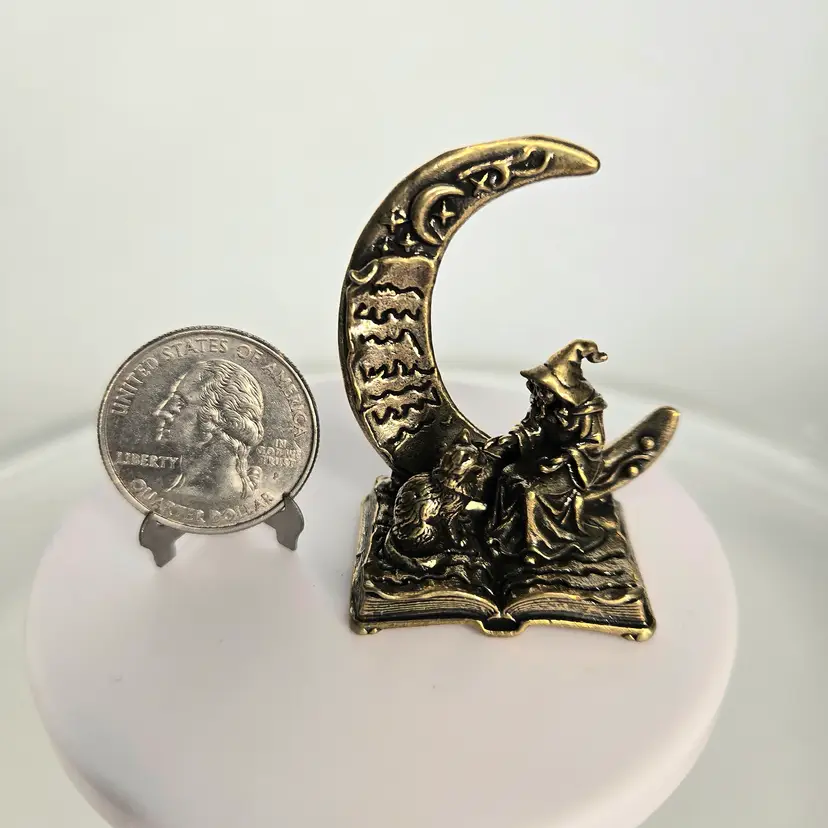 MINI BRASS WITCH ON MOON