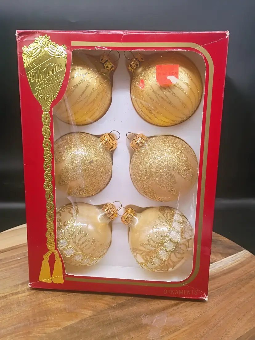 Rauch Victoria Collection  Blown Glass Christmas Ornament 6 PC set in Box