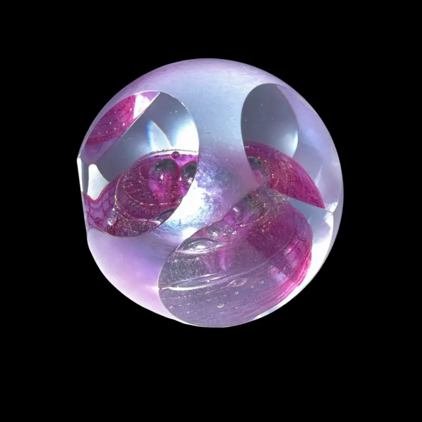 Vintage Brian Maytum 1993 Violet/Fuchsia Studio Art Glass Paperweight