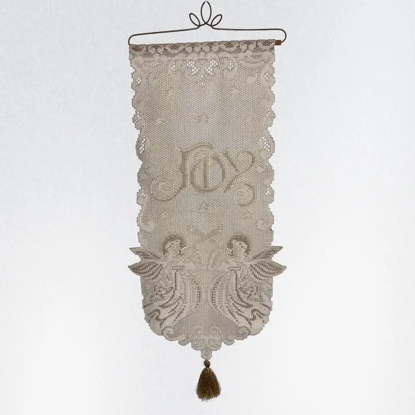Heritage Lace Ivory Christmas Alpine Angels with Joy Wall Hanging