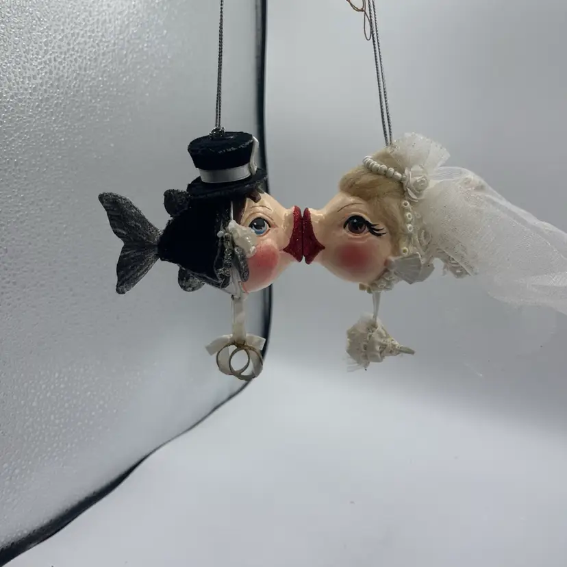 Katherine’s Collection Kissing Fish Ornaments WEDDING Set Of 2 Rare
