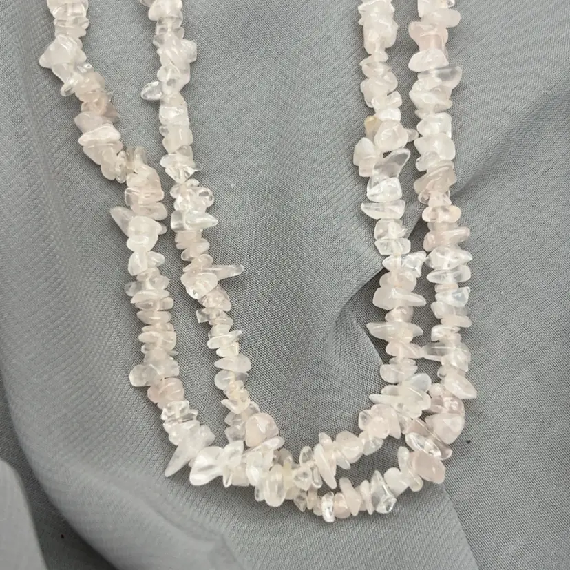 34” Rose Quartz Chip Bead Long Necklace Natural Gemstone Strand