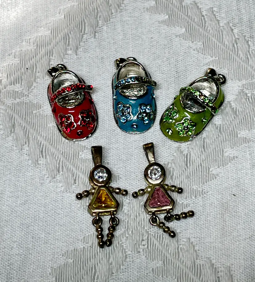Baby Boy Girl Sneaker (3) Birthstone Doll (2)  Pendants Charms