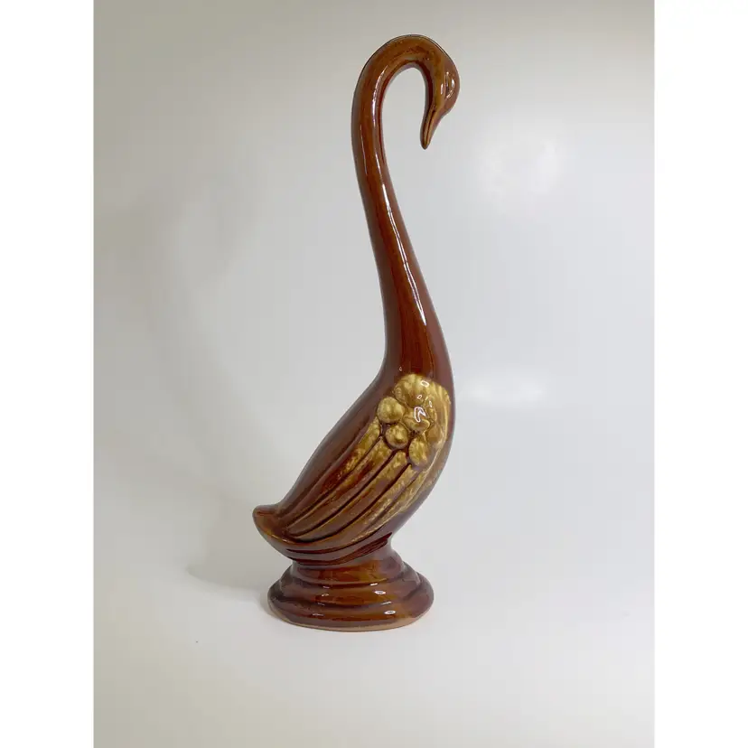 Mid Century Modern Brown Bird Figurine Statue Vintage Retro Sleek
