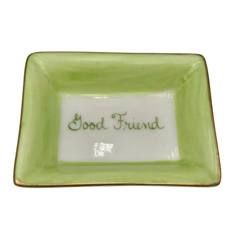 Ann Marie Murray Decorative Tray, Hand Painted Porcelain 'Good Friend', Trinket