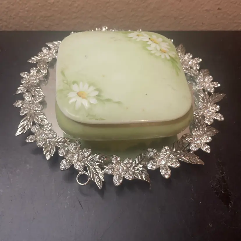 Limoges France 4” Square Lidded Trinket Holder