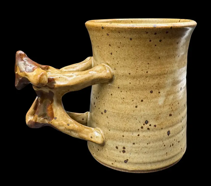 Signed Frank Gosar Off Center Ceramics Art Pottery Coffee Mug Cow Handle 20oz