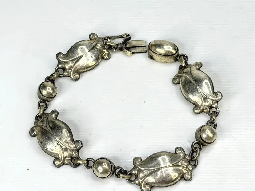 Vintage Georg Jensen No. 11 Moonlight Blossom 830 Silver Bracelet 7.5" JR1972