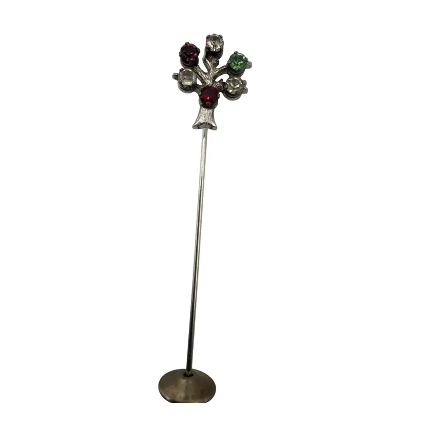 Vintage Anson Sterling Silver Rhinestone Family Tree Hat Stick Pin