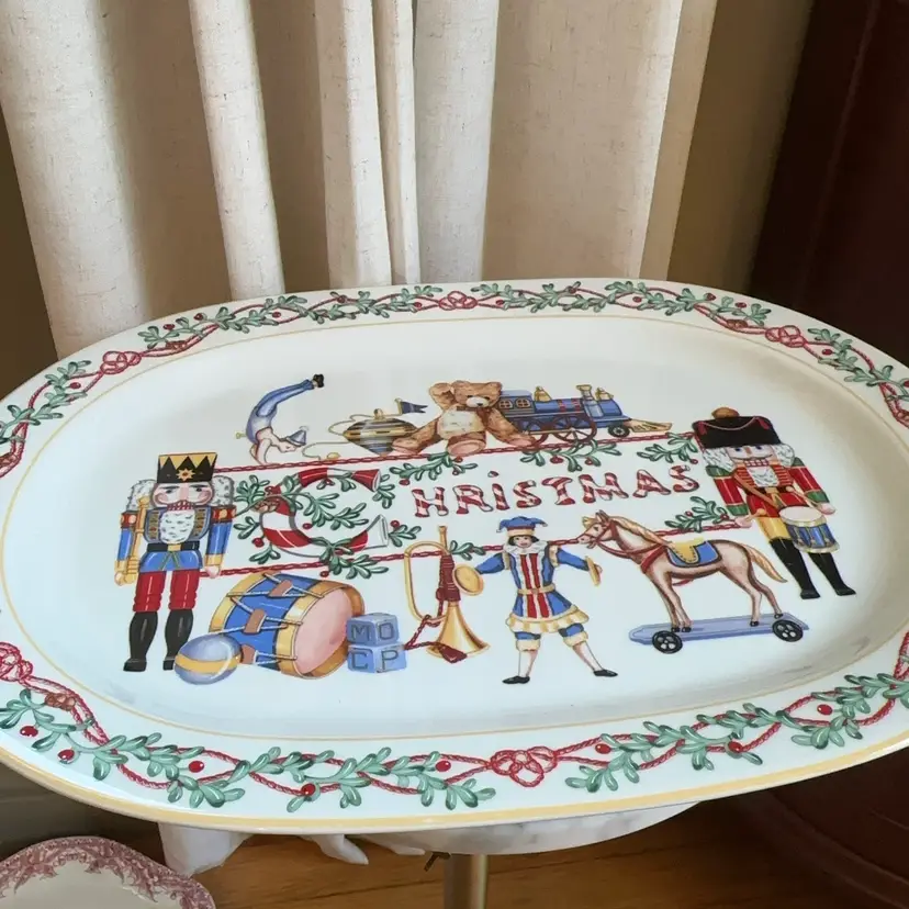 🔔 Block Spal "Whimsy Christmas" Oval Serving Platter, 1992 15¾" x 11½"