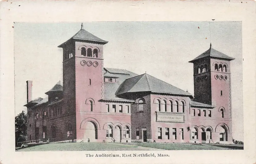 Antique The Auditorium East Northfield Massachusetts Postcard