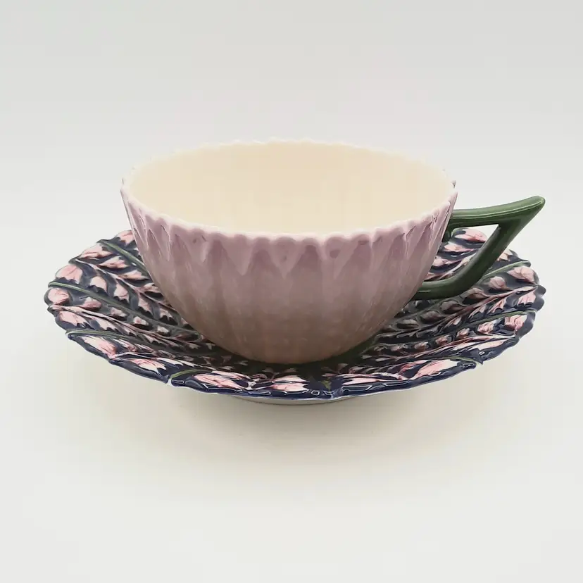 Two's Company(?) Pink, Blue & Green Teacup & Saucer Set