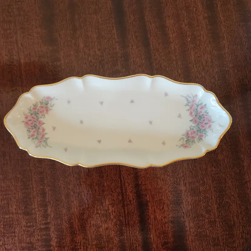 Lenox Vintage Petite Rose Oblong Relish Dish-9.5"x4"