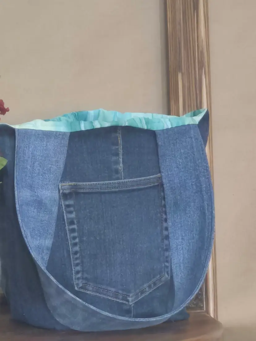 Denim Tote with Pocket