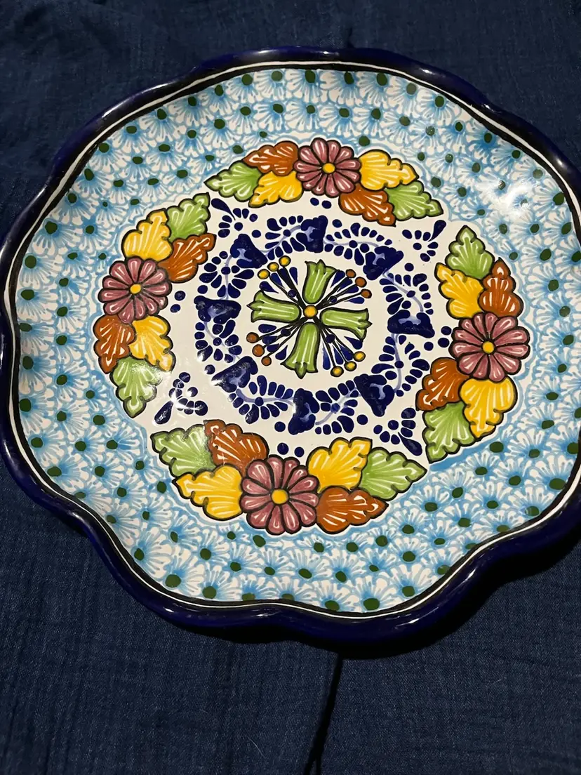 Colorful Talavera Mexico Serving Plate 12”