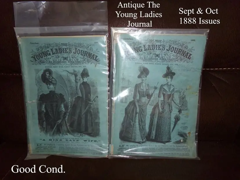 Antique 1888 The Young Ladies Journal Magazine Sept. & Oct. 1888 Issues