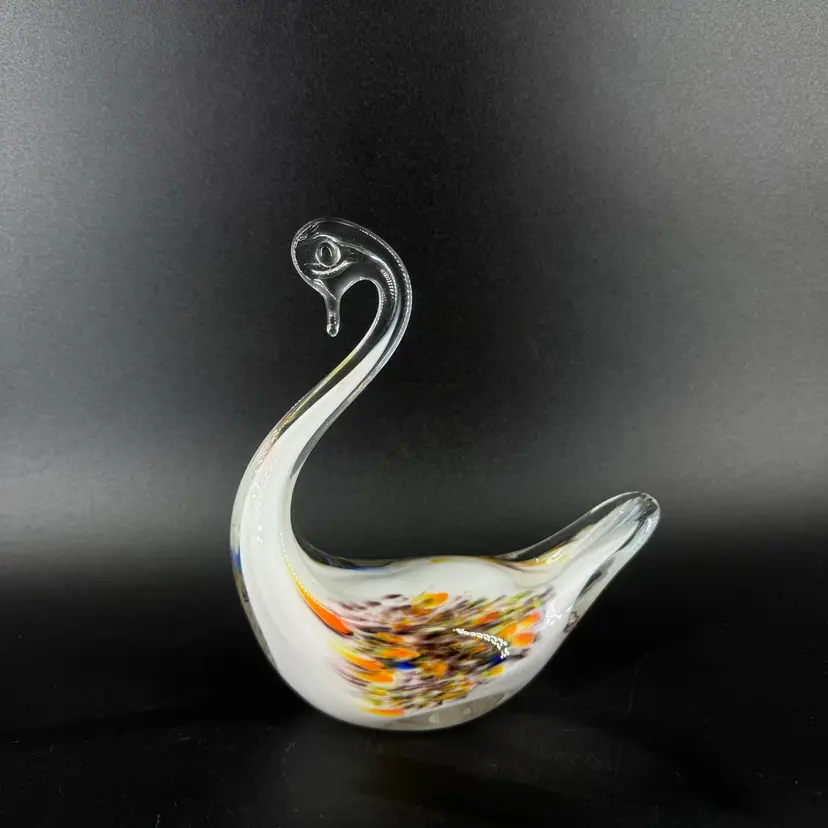 Art Glass Multicolored Swan Figurine
