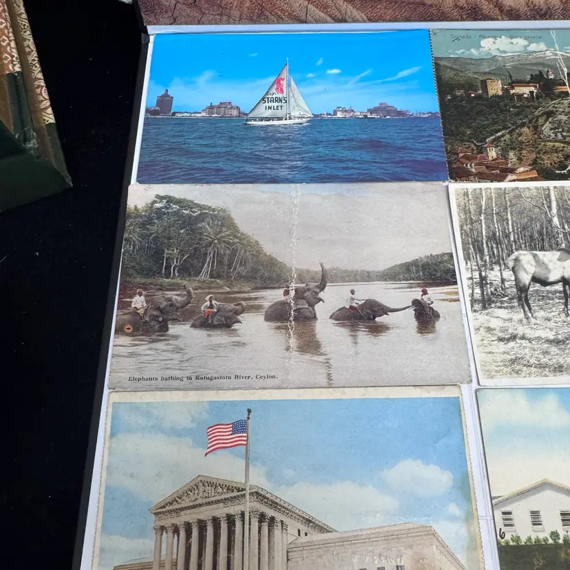 12 Vintage Postmarked Postcards, Postmarked Sated Eligible