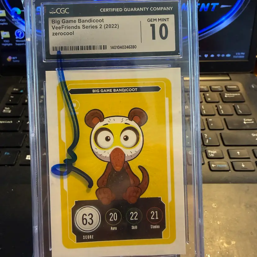 VeeFriends Series 2 (2022) BIG GAME BANDICOOT Trading Card CGC Gem Mint 10 & Autographed By Gary Vee