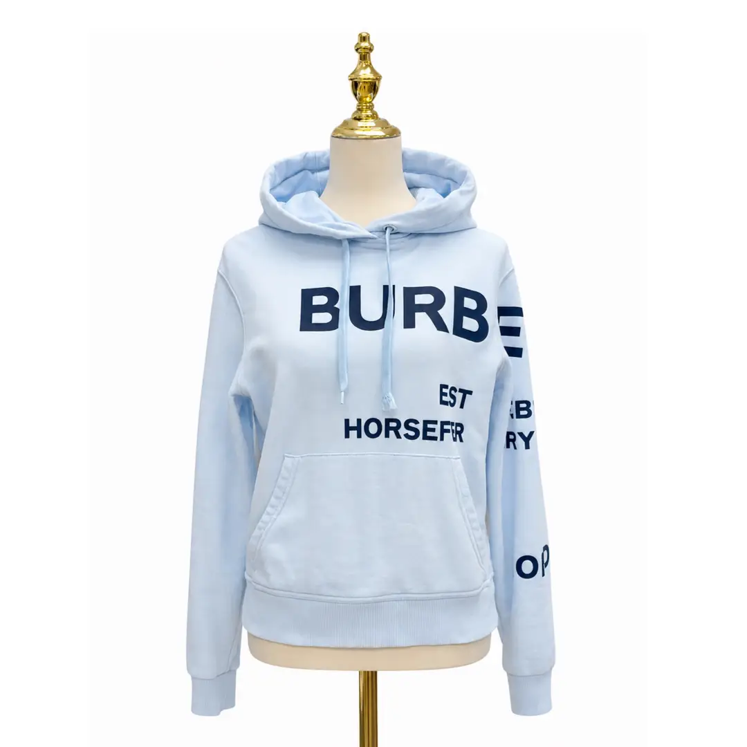 Burberry Light Blue Horseferry Print Hoodie Sz XXS