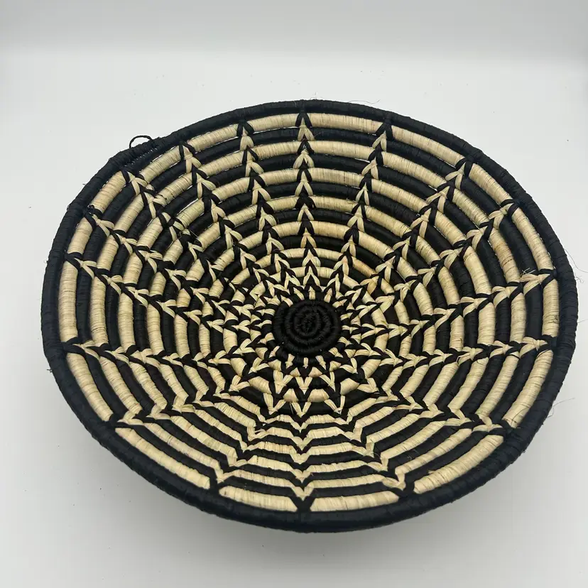 Hand Woven Sisal Basket Made In Tanzania And Brought Back For Me (Smaller Black Center)