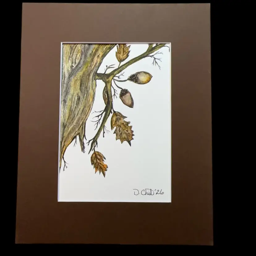 “Fall Is Here” Watercolor Original 5”x7” Matted To 8”x10” Woodland Theme